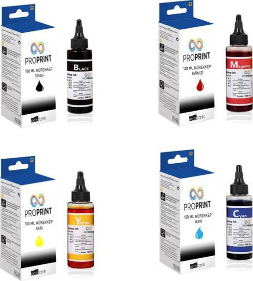TKPrint Epson Uyumlu L200-L355 CMYK Muadil Mürekkep Seti 100 ML