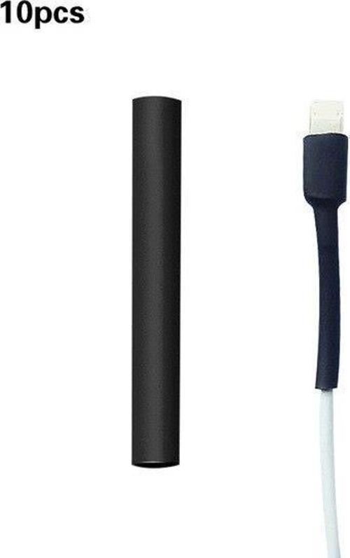 Iphone Şarj Kablosu Koruyucu Makaron 10 Adet 6 Cm Siyah