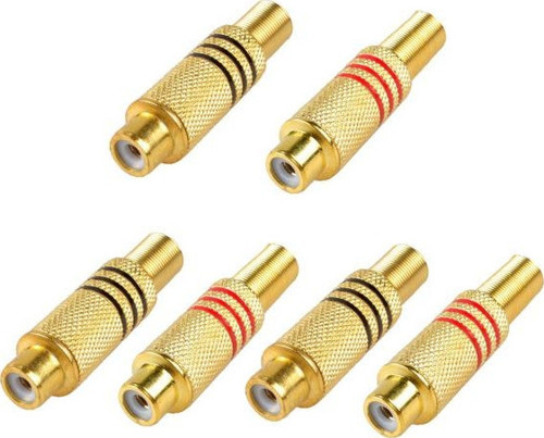 Rca Dişi Jack Kırmızı-Siyah Gold