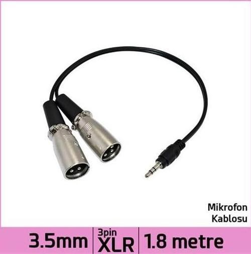 3.5 mm Stereo Jack Plug Stereo Dual 3 Pin Xlr Male Ses Kablosu - Siyah - 1.8 M