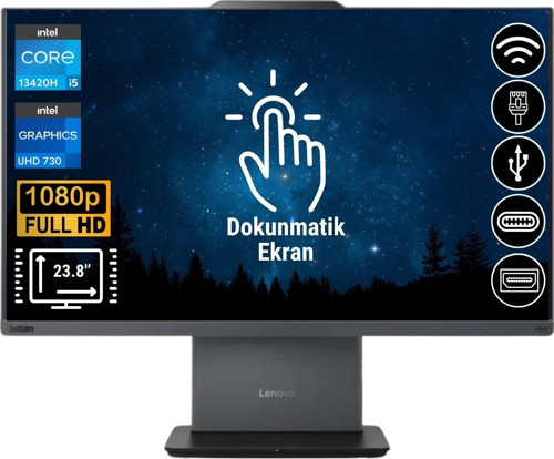 Thinkcentre Neo 50A i5-13420H 40GB 512GB M.2 SSD 12SC001LTR ATL13 23.8" Dokunmatik Ekran Fdos All In One Bilgisay