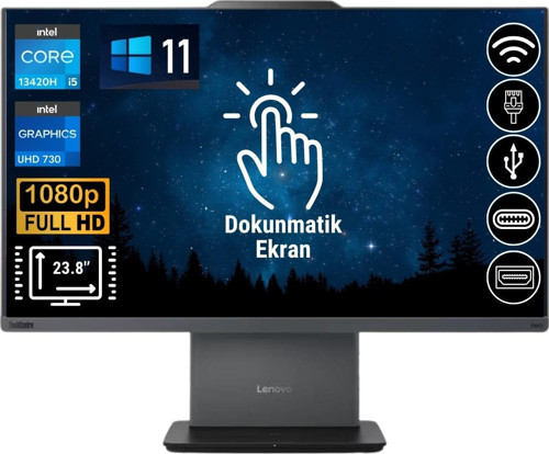 Thinkcentre Neo 50A i5-13420H 40GB 2TB M.2 SSD 12SC001LTR ATL31 23.8" Dokunmatik Ekran W11Pro All In One Bilgisay