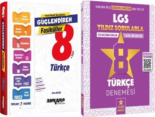 Ankara 2025 LGS Türkçe Güçlendiren Fasiküller ve Yıldız LGS Türkçe 8 li Deneme 2 Kitap Set