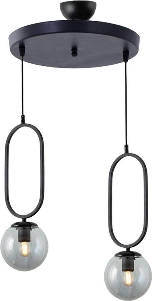 Tt016-2 Sy Mat Siyah Füme Camlı 2 Li Avize