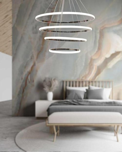 Tt300-4 Kr Halka 4 Lü Krom Kaplama ( Beyaz Işık ) Led Avize