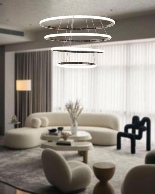 Tt300-4 Kr Halka 4 Lü Krom Kaplama ( Gün Işığı ) Led Avize