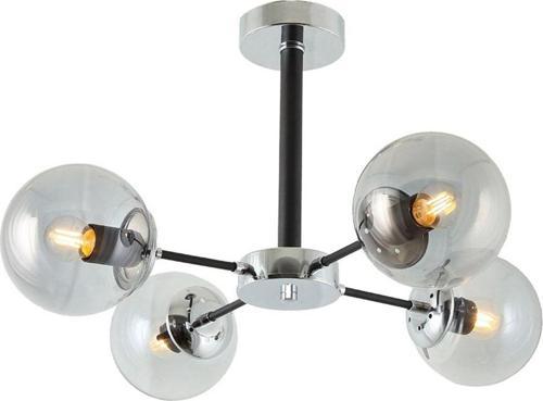 Tt009-4 Kr Krom Rengi Kaplama 4 Lü Füme Camlı Lüks Avize