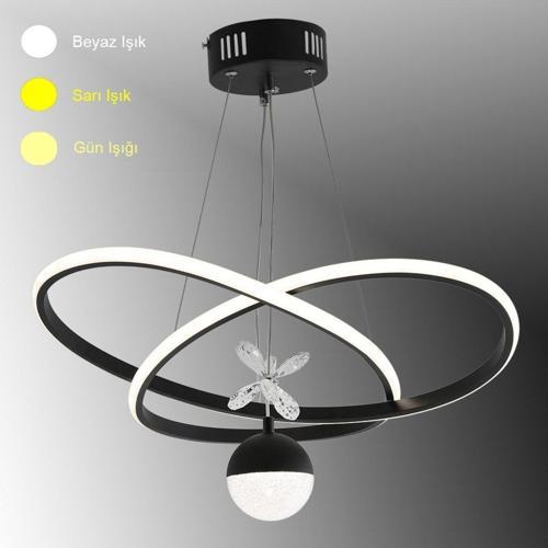 Tt310-1Tpl-Sy Mat Siyah Tek Toplu 3 Renk Modüllü Ledli Avize