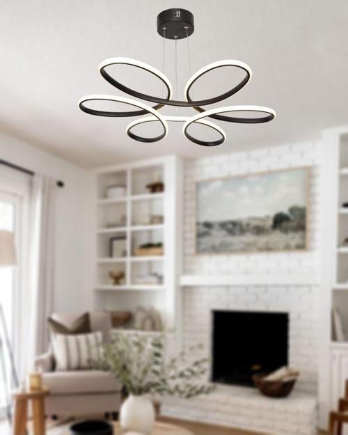 Tt313-Sy Papatya Modeli Mat Siyah ( Beyaz Işık ) Led Avize