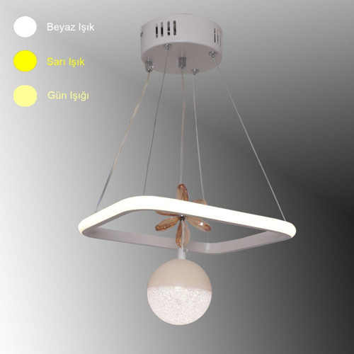 Tt037-By Kare Model Mat Beyaz Tek Toplu 3 Renk Modüllü Ledli Avize