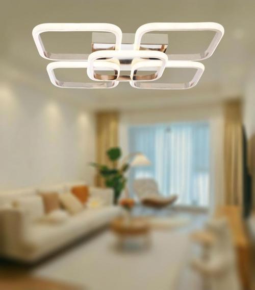 Tt302-4+1-Fsr Kare ( Sarı Işık ) Fransız Sarı Kaplama 5 Li Led Avize