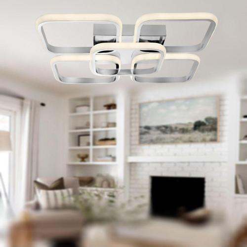 Tt302-4+1-Kr Kare Krom Kaplama Plofonyer 5 Li ( 3 Renk Işık Modüllü ) Led Avize