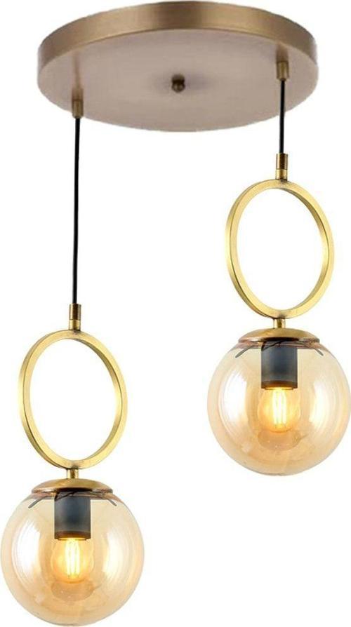 Tt014-2 Esk Eskitme Kaplama Bal Camlı 2 Li Avize