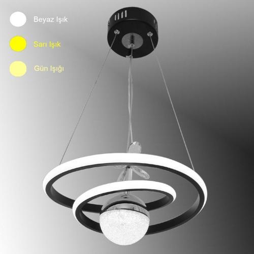Tt404-Tpl-Sysr Göz Modeli Mat Siyah-Gold Tek Toplu 3 Renk Modüllü Ledli Avize
