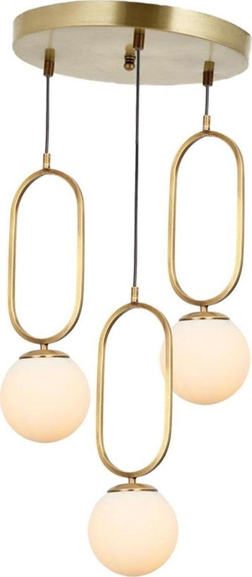 Tt016-3Y Esk Eskitme Kaplama Beyaz Camlı 3 Lü Yuvarlak Avize