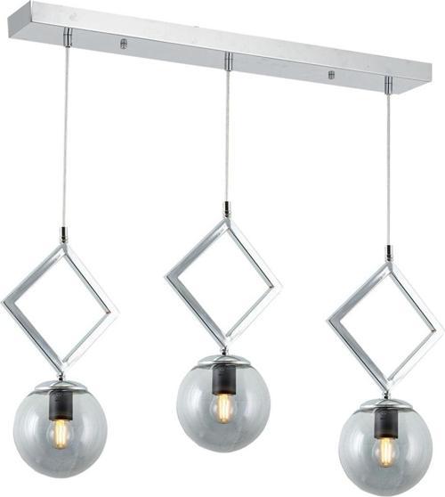 Tt015-3S Kr Krom Kaplama Füme Camlı 3 Lü Sıralı Avize
