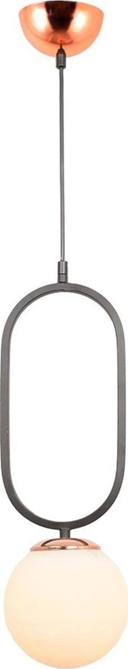 Tt016-1 Sy Mat Siyah - Bakır Beyaz Camlı Tekli Avize