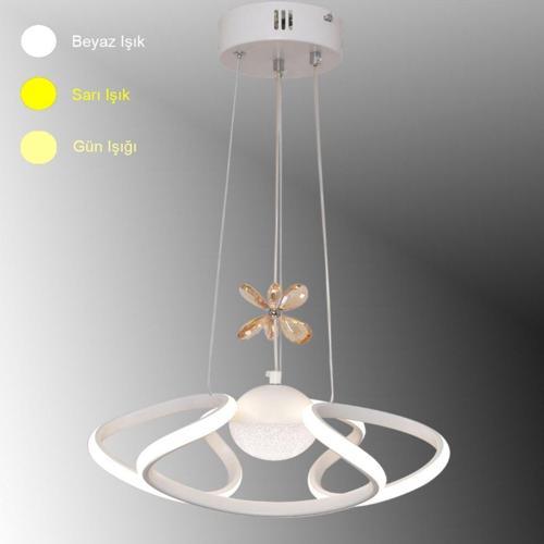 Helezon Modeli Mat Beyaz Tek Toplu 3 Renk Modüllü Led Avize