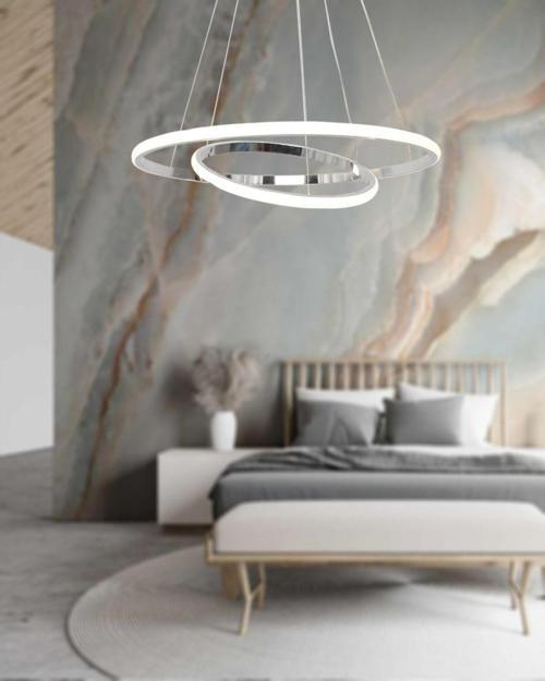 Tt300-2 Kr Halka 2 Li Krom ( Gün Işığı ) Led Avize