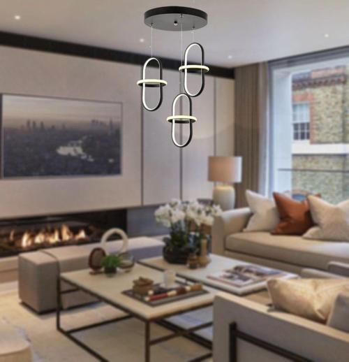 Tt006-3Y-Sy Minyon Modeli ( Beyaz Işık Led ) 3 Lü Mat Siyah Yuvarlak Led Avize