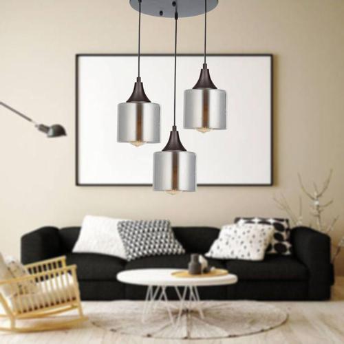 Tt029-3Y-Sy-Füme Mat Siyah - Füme 3 Lü Yuvarlak Avize