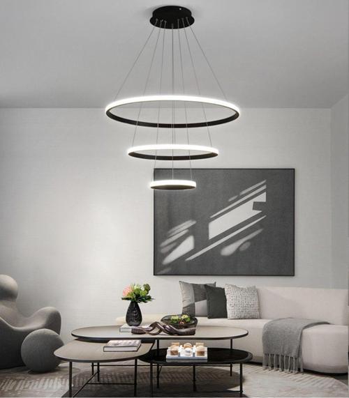 Tt300-3 Sy Halka 3 Lü Mat Siyah ( Beyaz Işık ) Led Avize