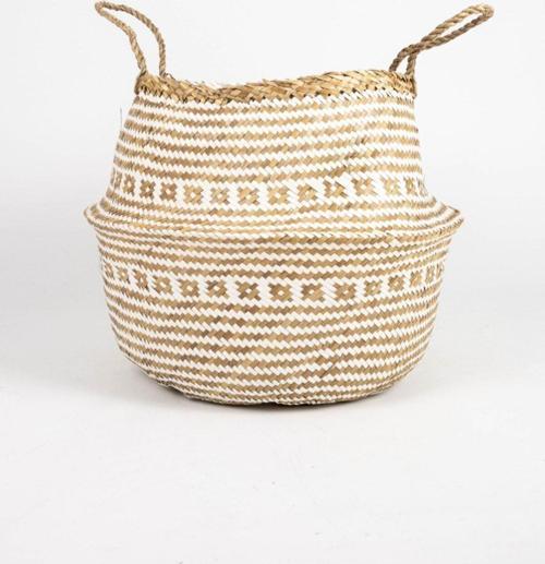 Desenli Large Boy Katlanabilir Hasır Sepet / Saksılık 35X32Cm