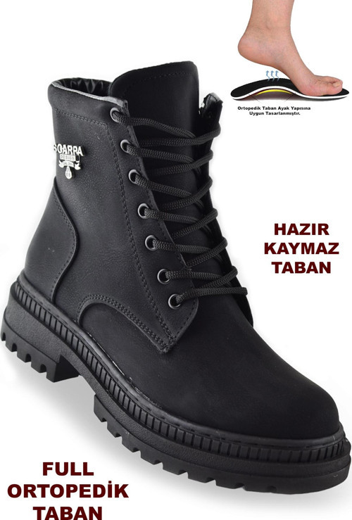633 Günlük Bağcıklı Fermuarlı Kadın Bot Ayakkabı Postal Çizme