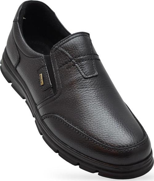 TAB1645-S Kışlık Tam Ortopedik Taban %100 Hakiki Deri Bağcıksız Erkek Ayakkabı Kauçuk Kaymaz Taban