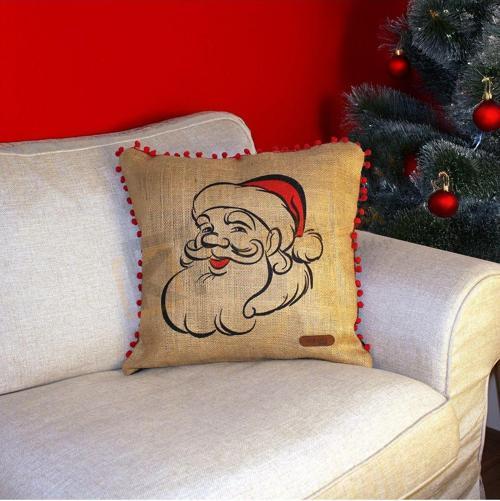 PÜSKÜLLÜ JÜT KIRLENT KILIFI 50*50 NOEL BABA DESEN