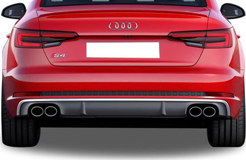 Audi A4 Uyumlu B9 2016 Sonrası 4 Çıkışlı S4 Arka Tampon Eki - Difüzör (Plastik)