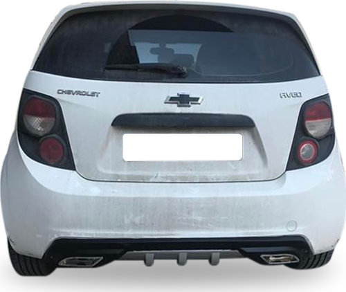 Chevrolet Aveo Uyumlu Hatchback Egzoz Görünümlü Universal Arka Tampon Eki - Difüzör (Plastik)