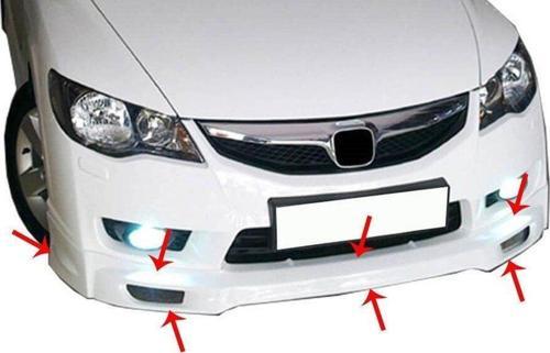 Honda Civic Uyumlu 8 Ön Tampon Altı Telli (Mugen Md) Fiber 2008-2011
