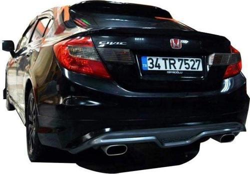 Honda Civic Uyumlu Fb7 (2012-2016) Custom Arka Tampon Eki - Difüzör (Plastik)