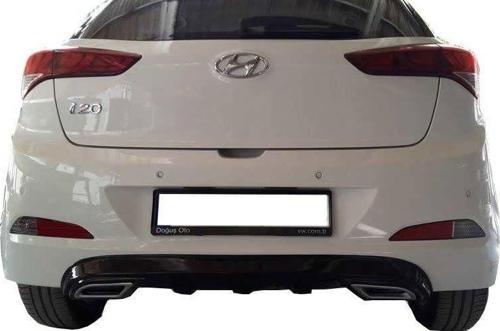 Hyundai İ20 Uyumlu (2014-2018) Egzoz Görünümlü Arka Tampon Eki - Difüzör (Plastik)