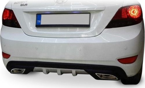 Hyundai Accent Uyumlu Blue Egzoz Görünümlü Universal Arka Tampon Eki - Difüzör (Plastik)