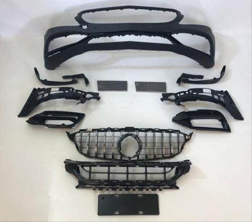 Mercedes W205 Uyumlu 2014-2018 C63 Ön Tampon & Panjur Seti (Siyah Trimler)