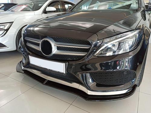 Mercedes W205 Uyumlu 2015-2018 C Serisi Ön Lıp Custom - Piano Black (Parlak Siyah)