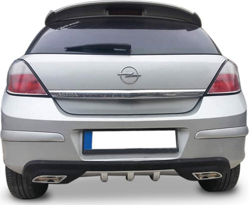 Opel Astra Uyumlu H Egzoz Görünümlü Universal Arka Tampon Eki - Difüzör (Plastik)