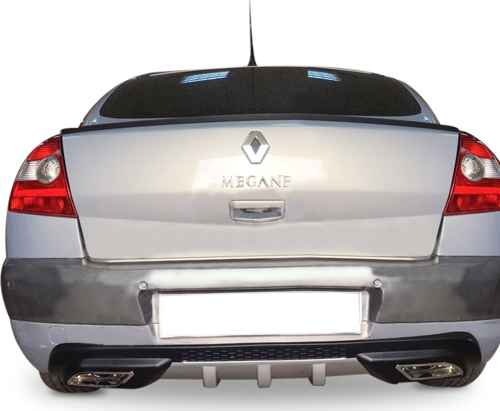 Renault Megane Uyumlu 2 Egzoz Görünümlü Universal Arka Tampon Eki - Difüzör (Plastik)
