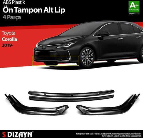 Toyota Corolla Uyumlu ABS Plastik Ön Tampon Alt Lip Siyah Ekli 4 Parça. 2019 Üzeri A+Kalite Parça