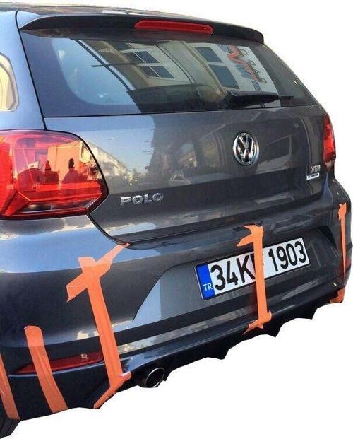 Volkswagen Polo Uyumlu 6R (2015-2017) Makyajlı Arka Tampon Eki - Difüzör (Plastik)