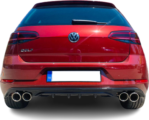 Volkswagen Golf Uyumlu 7,5 (2017-2019) Ps Style Arka Tampon - Difüzör (Plastik)