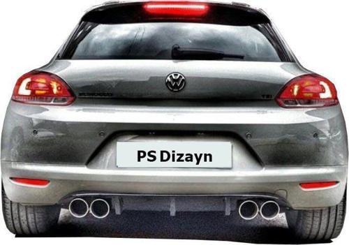 Volkswagen Scirocco Uyumlu (2009-2014) Makyajsız Ps Arka Tampon Eki - Difüzör (Plastik)