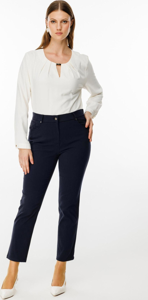 Kadın Büyük Beden Beş Cep Boru Paça Pantolon 4077 Lacivert