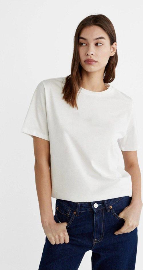 Kadın Beyaz İç Göstermeyen Standart %100 Pamuk Basic Spor T-Shirt