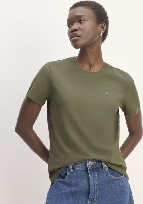 Kadın Haki %100 Pamuk Süprem Rahat Kesim Kadın Spor Tişört - Kısa Kol Kzk-1001