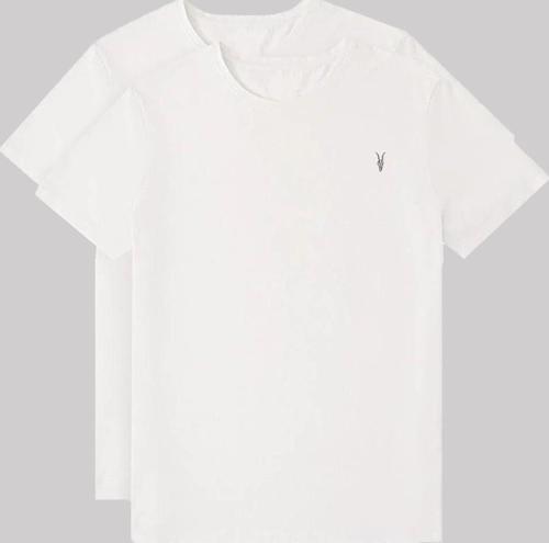 Unisex Beyaz Bisiklet Yaka Standart %100 Pamuk Erkek Basic Spor T-Shirt 2'Li Paket