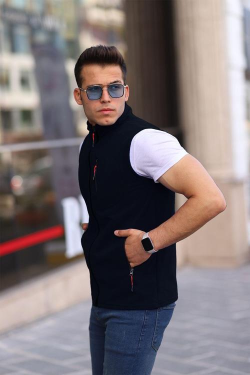 Yelek Kolsuz 3 Çepli Erkek Polar Günlük Standart Rahat Fermuarlı Polar Yelek Erkek Lacivert S