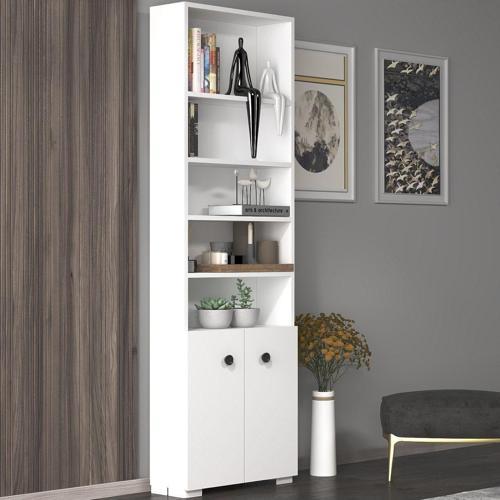 DemonteHome Remydh Kapakli,Rafli Ki̇taplik (Tekli̇ Modül) Beyaz-Beyaz
